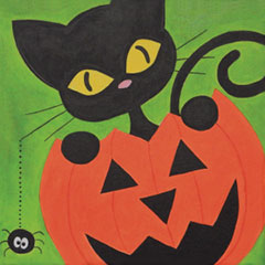 Parent/Child Pumpkin Kitty Canvas