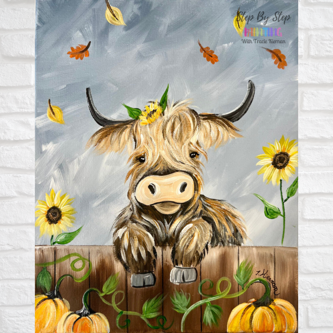 Fall Highland Cow Canvas Painting