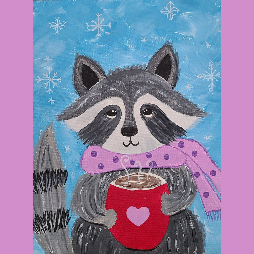 Tween/Teen Winter Raccoon Canvas Painting